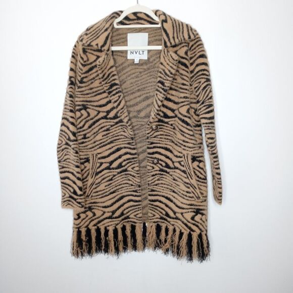 NVLT Tiger-Pattern Faux Fur Coat size small - Picture 3 of 9